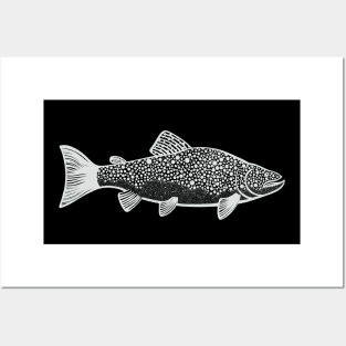 Brown Trout Fish Drawing - fish lovers detailed design Posters and Art